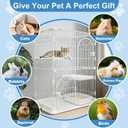 Cat Cage for Indoor Cats, DlY Catio & Cat Playpen with Escape-Proof Spacing, Sturdy Metal Cat Crate Kennel for Kittens, Ferrets & Small Animals (White, 2-Tier 43")