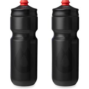 HydraPak Breakaway Surge Lightweight Bike Water Bottle 2-Pack (20oz, 25oz, 30oz) - High Flow, Cycling & Sports Squeeze Bottle (Charcoal)