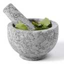 Koville 5 Inch 1.5 Cup-Capacity Mortar and Pestle Set - Heavy Natural Granite Spice Grinder Bowl, Unpolished Heavy Granite for Organic Appearance, Solid Stone Grinder Marble Spice Herb Grinder