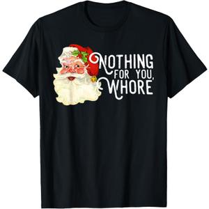 Vintage Pink Santa Dirty Santa Offensive Christmas Womens T-Shirt, M