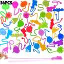 36pcs Halloween Party Favors Sticky Hands, Spider Web Skull Bat Stretchy Sticky Toys For Boys Girls, Birthday Party Supplies, Non Candy Halloween Treats Goodie Bag Stuffers