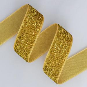 YYCRAFT 5 Yards Glitter 5/8" Elastic Ribbon for Hair Ties Headbands (Gold) (1 Count (Pack of 1))