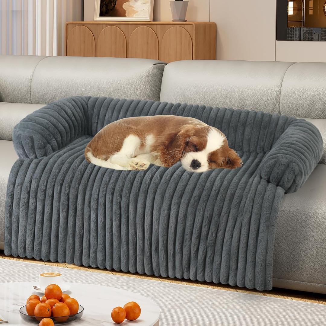 Wn's Day Luxurious Dog Couch Bed, Washable Calming Dog Couch Cover, Removable Couch Protector for Dogs, Waterproof Sofa Bed, Pet Bed Mats for Couch, Pet Couch Covers for Sofa(Grey, L) (Large(41*37*6 In)