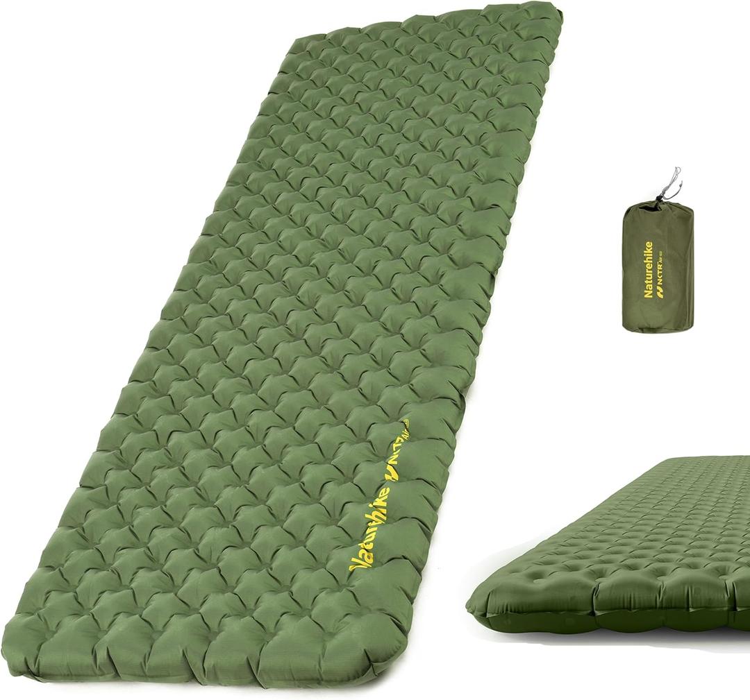Naturehike 25oz Ultralight Sleeping Pad, Insulated Inflatable Sleeping Pad 4.6R, Lightweight Sleeping Mat for Camping, Hiking, Backpacking, with Air Pump Sack (Rectangular, Green)