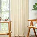 jinchan Linen Boho Curtains for Living Room Semi Sheer Curtains for Bedroom 84 Inches Long Herringbone Printed Farmhouse Drapes, Rod Pocket Window Treatment Curtain Set of 2 Panels Yellow on Linen