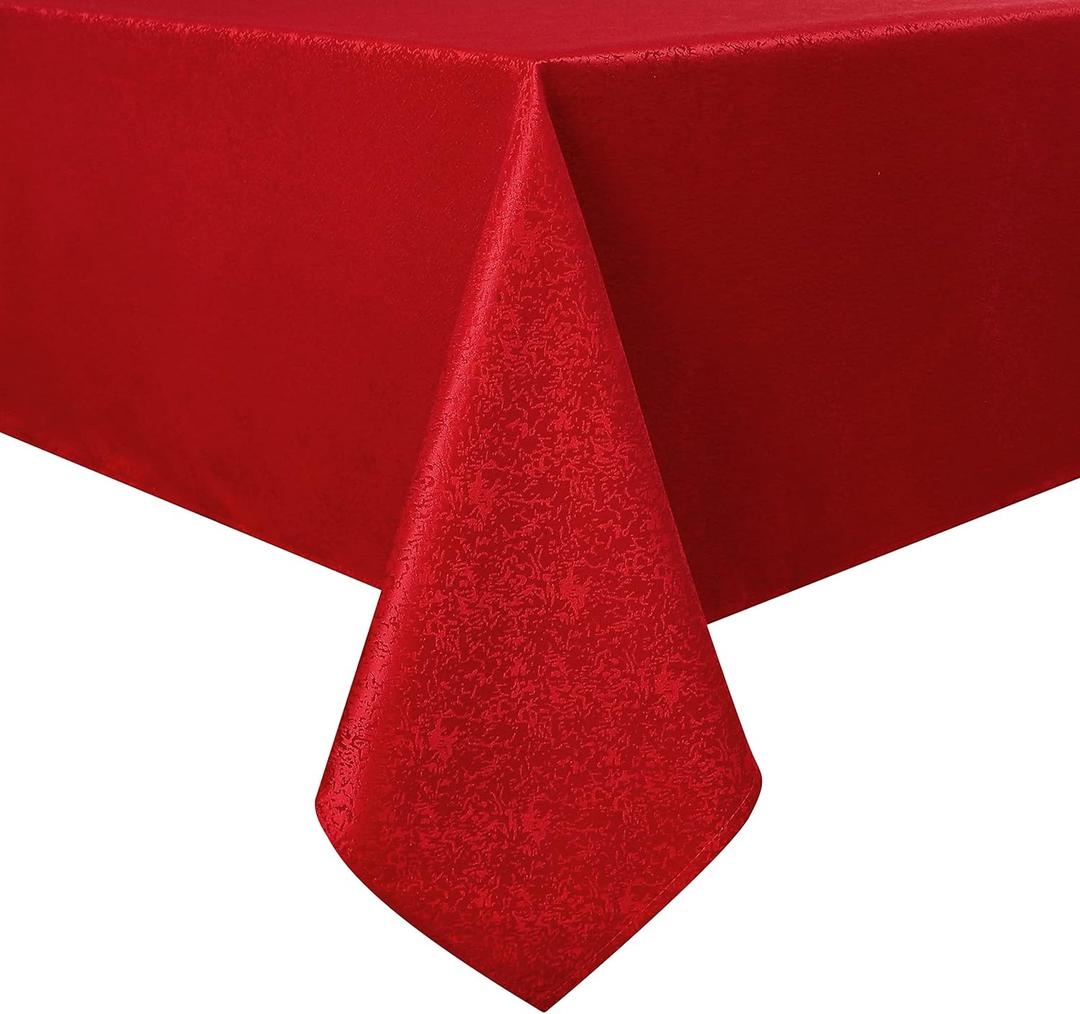 Red Jacquard Rectangle Tablecloth Exquisite Grain Design Waterproof and Wrinkle Resistant Table Cloth for Indoor Outdoor Parties Kitchen Dinning Room 60 Inch by 120 Inch