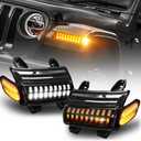 M MIBAHE LED JL Fender Lights with Side Marker Replace for Jeep Wrangler 2018-2022 Sahara, Rubicon, High Altitude Models STOCK HALOGEN Turn Signal 6 wires for stock headlights are halogen