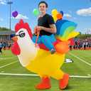 KOOY Inflatable Costume Adult, Riding Chicken Costume for Men/Women, Blow up Ride on Rooster, Funny Halloween Costumes Adult Christmas Holiday Party Suit (Yellow)