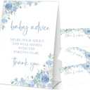 Baby in Bloom Baby Advice Cards for the Parents-to-Be, Spring Blue Floral Baby Shower Decorations Favors, Gender Neutral Party Supplies, 1 Sign & 50 Cards-F08