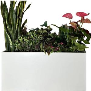 40" L x 16" W x 18" H Metal Large Rectangular Planter - Long Planter Box for Outdoor Patio/Porch Planter Boxes Outdoor Modern Design for Plants, Flowers, Garden,Spliced Flower Pot (White)