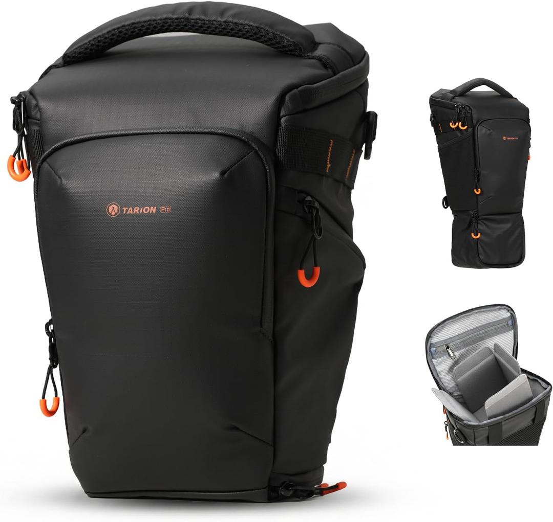 TARION Top Loader Camera Bag - Expandable for DSLR with Attached 70-200mm to 400mm Lens - Waterproof Holster with Shoulder Strap - TriadPack
