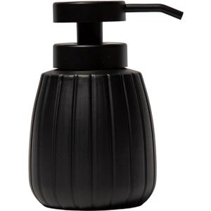 Luxflowing Ribbed Glass Hand Soap Dispenser, Black, 13.5oz | Wide Pump, Matte Fluted, Refillable, For Bathroom and Kitchen