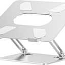 BoYata Laptop Stand, Adjustable Multi-Angle Laptop Holder, Compatible for Laptops up to 17 inches, Sturdy Aluminum & Silicone, Silver