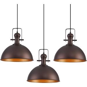 12 Inch Oil Rubbed Bronze Farmhouse Pendant Lights Large Pendant Lights for Kitchen Island Industrial Adjustable Height Vintage Big Dome Hanging Light Fixtures for Barn, Dining Room 3 Packs