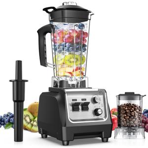 H-Duka 1800W Blender for Smoothies, 70oz Pitcher & 20oz Grinder, 28000 RPM High Speed Countertop Blender for Kitchen for Ice Crushing, Frozen Fruits & Nut Butter, 1-5 Min Timer, Multiple Speeds