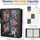Sports 9-Pocket Trading Card Binder with Zipper, Fits 900 Cards; PU Leather Collector Album for Pokemon, Sports Cards, TCG & K-pop Photocards; Card Folder for Boys, Girls & Adults