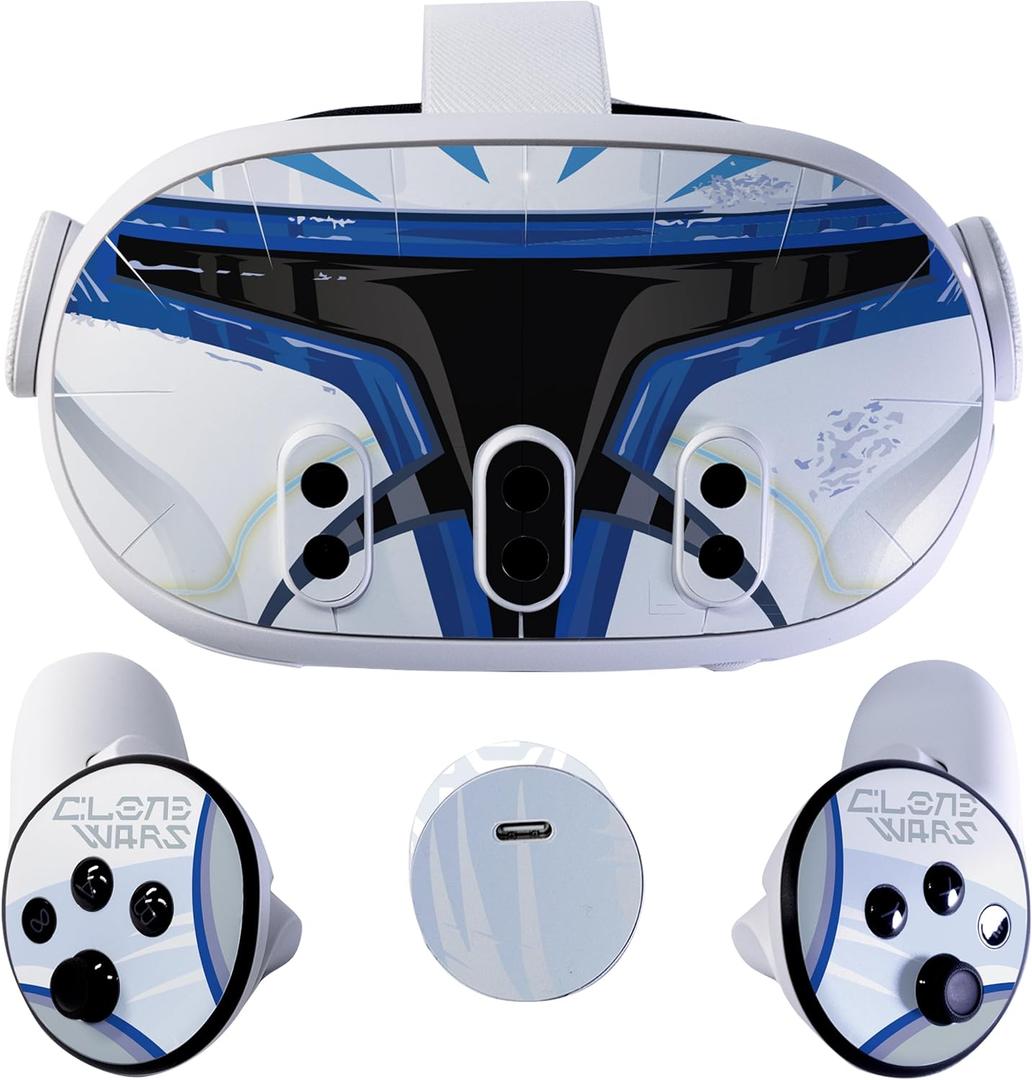 VR Headset Clone Helmet Skin and Accessories Stickers Kit Compatible with Meta Quest 3 Skin Vinyl Protective Cover Decal Compatible with Oculus Quest 3