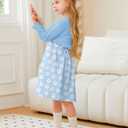 Toddler Girl Sleeveless Dresses and Long Sleeve Ruffle Cardigan 2 Piece Fall Outfits for 2-8T (Blue)