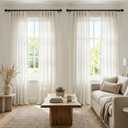 Natural Linen Curtains Effortless Rod Pocket, Cream Colored Rustic Country Farmhouse Curtains for Living Room, Semi Sheer Light Filtering Privacy Cotton Neutral Curtains for Bedroom, 84 Inch Long, 52"W x 84"L