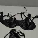 Milumia Women's 2 Pieces PU Leather Underwire Bralettes and Thongs Cut Out Lingerie Sets, M