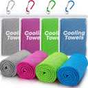 4 Pack Cooling Towels (40"x 12"), Soft Breathable Gym Towels, Outdoors Ice Towel for Neck and Face, Camp Essentials Microfiber Sweat Towels for Gym, Run, Yoga, Workout, Travel, Climb