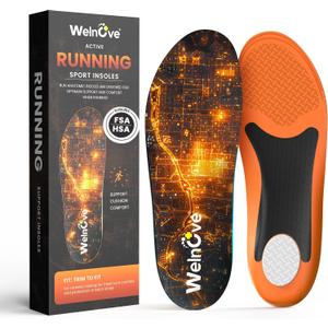 Welnove Performance Running Insoles for Men & Women - Shock Absorption Athletic Shoe Inserts,TPU Anti-Torque,Sports Protection Reduce Muscle Fatigue,& Boost Speed - Sneaker Inserts-M (M:W 9-10 / M 7-8, Orange) Welnove Performance Running Insoles for Men & Women - Shock Absorption Athletic Shoe Inserts,TPU Anti-Torque,Sports Protection Reduce Muscle Fatigue,& Boost Speed - Sneaker Inserts-M (M:W 9-10 / M 7-8, Orange)
