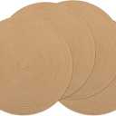 SHACOS 15 inch Round Braided Placemats Set of 4 Cotton Polyester Place Mats Washable Kitchen Dining Table Mats for Dinner Party Table Decor (Camel, 4)