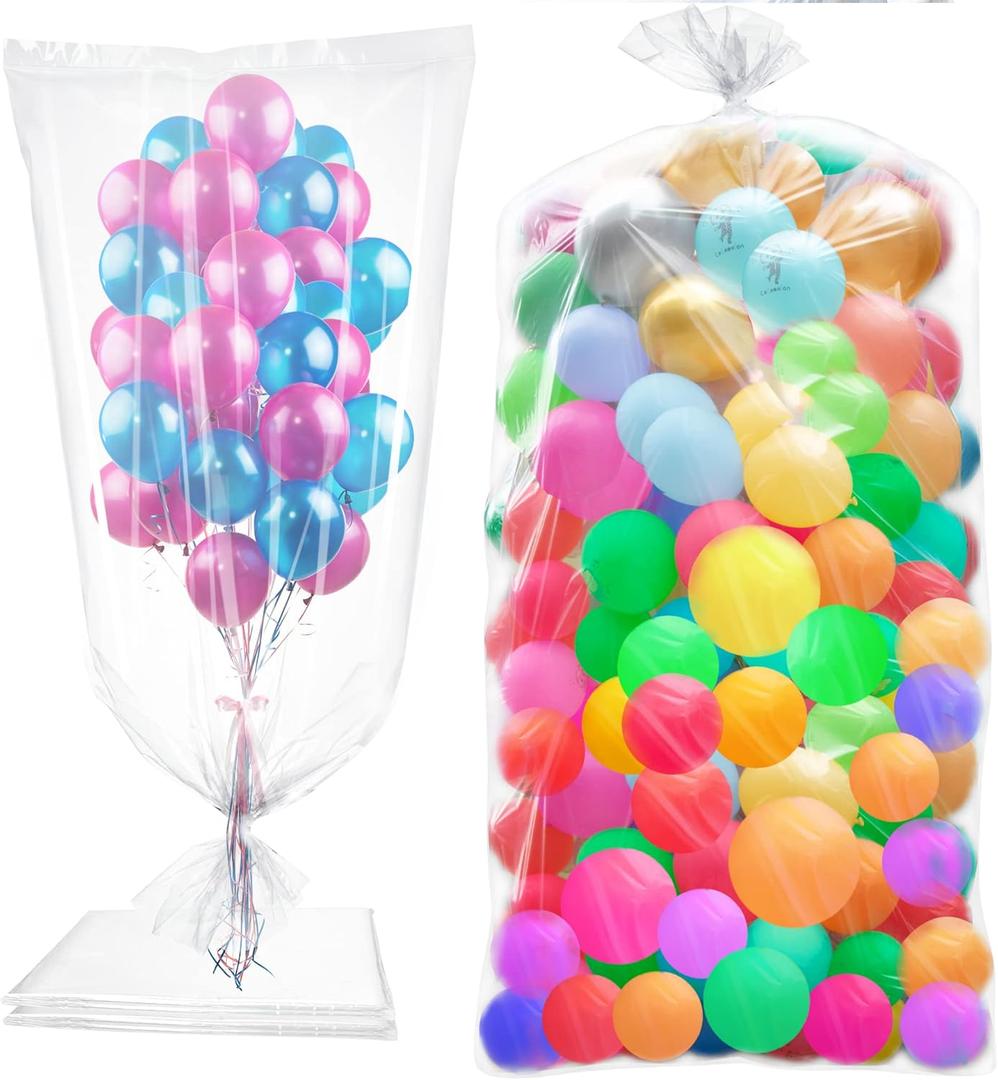 98.4 x 59 Inches Large Balloon Bags for Transport, Plastic Christmas Tree Disposal Bag, Clear Balloon Drop Bag, Giant Carrying Storage Bags for Wedding Birthday Party Supplies2 Pack