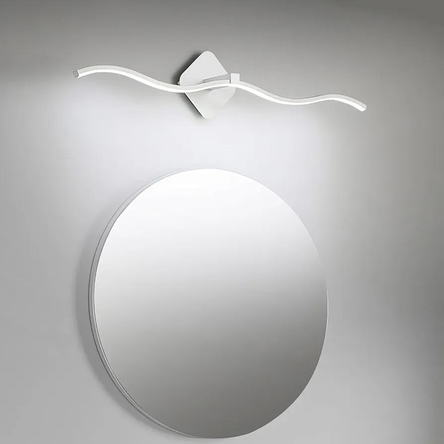 LED Bathroom Vanity Light Over Mirror, 23.6 inch Dimmable Wave Vanity Light Bar, Silica Bathroom Light Fixtures White, 3000K 4000K 6000K Matte Wall Sonce Modern Vanity Lights