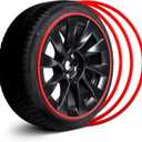 Automotive Alloy Wheel Rim Protector - Covering The Entire Rim of The Wheel hub - Strips for Curb Rash Prevention - Set of 4 Rim Protector Easy to Install (18'',Red)