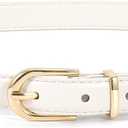 JASGOOD Womens Skinny Leather Belt Ladies Thin Faux Leather Belt with Gold/Silver Buckle for Jeans Dress Pants (Fit waist size 38-42 inch)