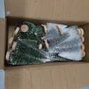 Set of 35PCS Mini Christmas Tree, Christmas Pine Cones, 2oz Fake Snow Powder, Mixed Christmas Decoration, Xmas Village Displays Winter DIY Crafts (Green-Silver-White)