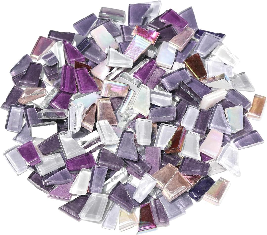 Purple Mixed Irregular Mosaic Glass Mosaic Tiles Pieces, 300 Grams Mosaic DIY Set Adult Mosaic Set, Mosaic Crafts Mosaic Making Supplies