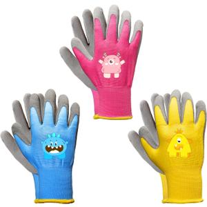 PROMEDIX P Kids Gardening Gloves Rubber Coated Work Gloves for Children Age 3-5,Soft & Breathable for Outdoor Play & DIY