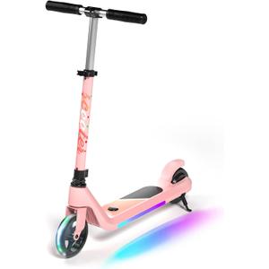 Electric Scooter for Kids Age 6-10, Kick-Start Boost Scooter with Adjustable Speed and Height, Flash Wheel & Deck Lights (pink)
