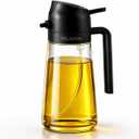Olive Oil Sprayer for Cooking, 16oz/470ml Glass Oil Sprayer, 2-in-1 Oil Dispenser Bottle, Transparent Oil Mister for Air Fryer, Salad, Frying, Grilling & BBQ