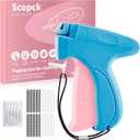 Stitch Gun for Clothes - Handheld Stitch Gun Quick Clothing Fixer - Tagging Gun - Includes 6 Needle, 1000 Black Fasteners & 1000 White Fasteners (Pink/Orange)