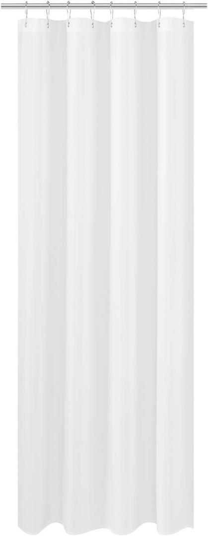 N&Y HOME Fabric Shower Curtain Liner Extra Long Stall Size 48 x 84 inches, Hotel Quality Washable White Shower Liner, 48x84