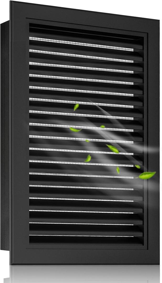 16"x22" Gable Vent Aluminum Alloy – Durable Attic, Garage & Shed Ventilation, Integrated Metal Screen to Stop Critters, Anti-Condensation Design, Opening 14"x20" Black