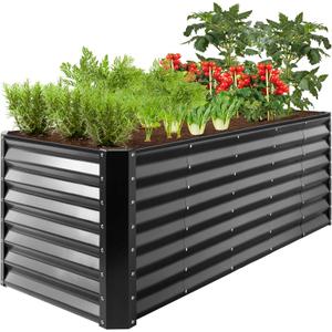 Best Choice Products 8x2x2ft Outdoor Metal Raised Garden Bed, Rectangular Deep Root Planter Box for Vegetables, Flowers, Herbs, and Succulents w/ 239 Gallon Capacity - Gray