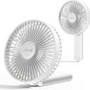 WSKEN Desk Fan Small Quiet - 180 Foldable Portable Fan with Battery Operated, 6 Inch Rechargeable Handheld Fan, 20H Max Cooling Time, 4-Speed, Travel Essential for Outdoor, Office, Gift, White