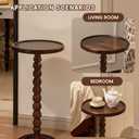 Small Accent Wood End Table, 12inch Round Bedside Table, Natural Side Table Nightstand for Family, Bedroom, Living Room, Handcrafted Finish, Walnut