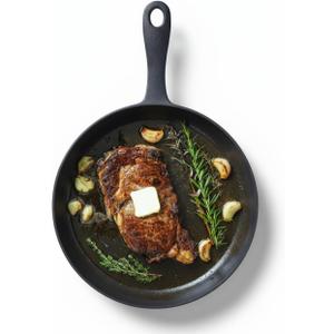 Flambo 12 Inch Smooth Cast Iron Skillet - Naturally Non-Stick, Pre-Seasoned Frying Pan, Smooth Finish for Grilling, Frying, Sauteing, Searing, Baking - Use on Oven, Stove, Grill, or Campfire