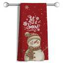 MANCUNCER Snowman Let It Snow Winter Kitchen Towels Dish Towels,Winter Kitchen Towels，Snowflakes Winter Seasonal Decor Towels for Cooking， Winter Dish Towels for Kitchen Bathroom 16x24 Inch