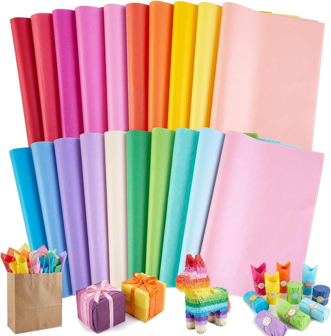 Koogel 330 Sheets Tissue Paper, 14x10 Inch Multicolor Wrapping Tissue Paper for Gift Bags Holiday Birthday DIY Crafts Project 20 Colors