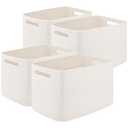 OIASKET Storage Baskets for Organizing, Woven Decorative Baskets for Shelves - Books, Towels, and Clothes, Cotton Rope Toy Storage Bins, 12.7''Lx9''Wx7.8''H, Pack of 3, White