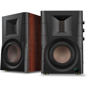HiVi-Swans D100 Bluetooth Bookshelf Speakers - Powered Desktop Stereo Speakers for TV/Turntable/PC/Monitor - 4 Inch Near Field Computer Speakers 62w RMS - Wood Grain (Pair)
