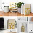 GEOMOD Gold Star Metal Bookends Heavy Duty for Desk & Shelves, Non-Slip Metal Bookends for Bookshelf End Holders, Modern Decorative Book Ends Gold, Book Holder for Office, Study & Home Library 2 Pairs