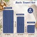 6 Pcs Oversized Bath Towels for Adults 35x70 Inches Blue & White Striped Extra Large Bath Towel Sets Bathroom Sheets Jumbo Shower Towels Quick Dry Absorbent Soft Microfiber for Women Men