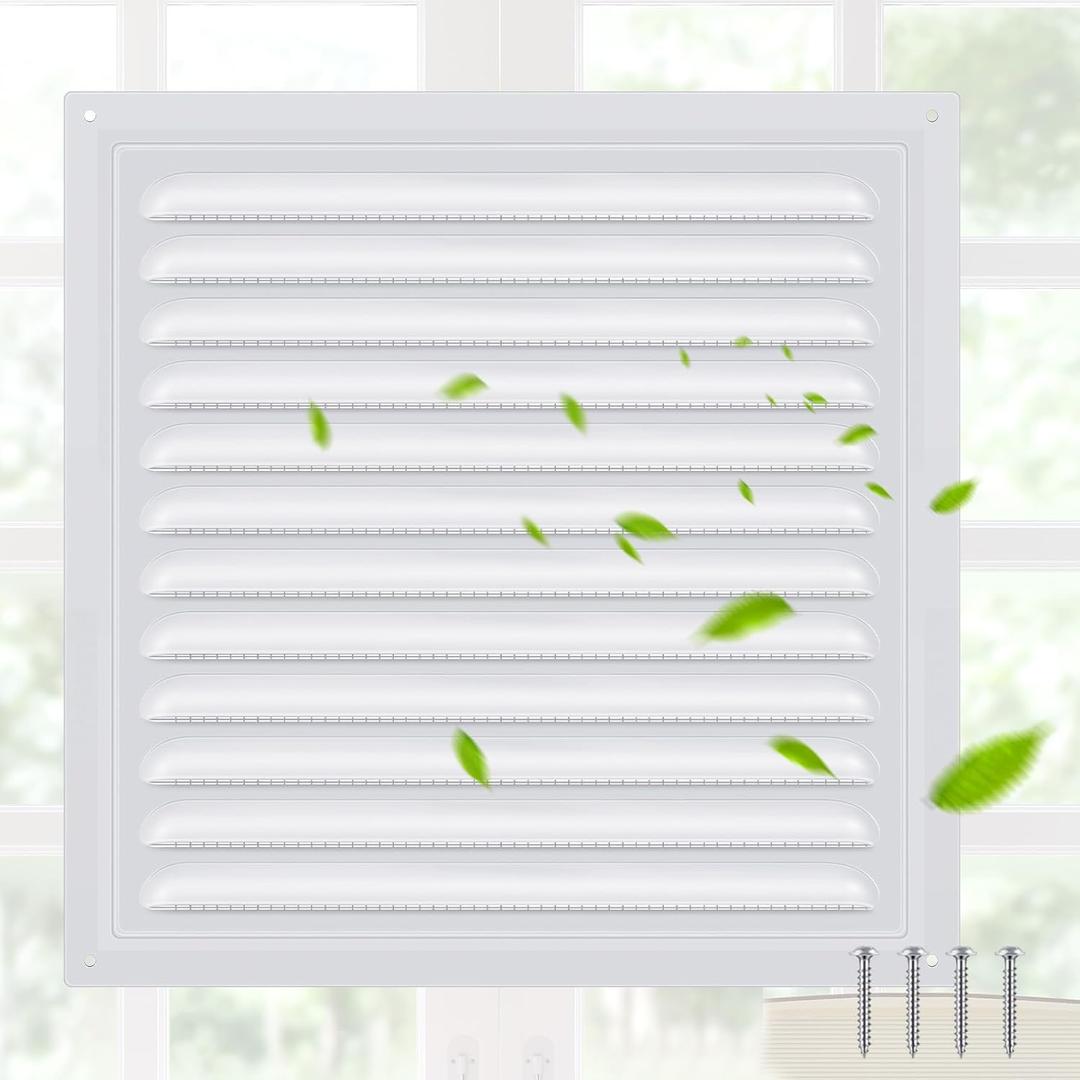 1 Pcs 6 x 6 Inch Aluminum Gable Vents Attic Vents Metal Gable Wall Shed Vent with Screw and Screen Mesh, Square Return Louver Grille for Ventilation Exterior Door House Attic Garage Ceiling
